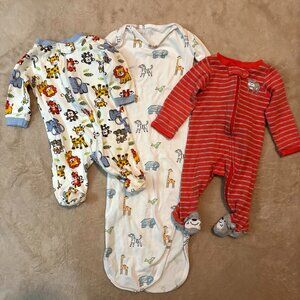 Carter’s & Garanimals Newborn Baby Boy Sleepwear Bundle | Zoo Animal & Bulldog F